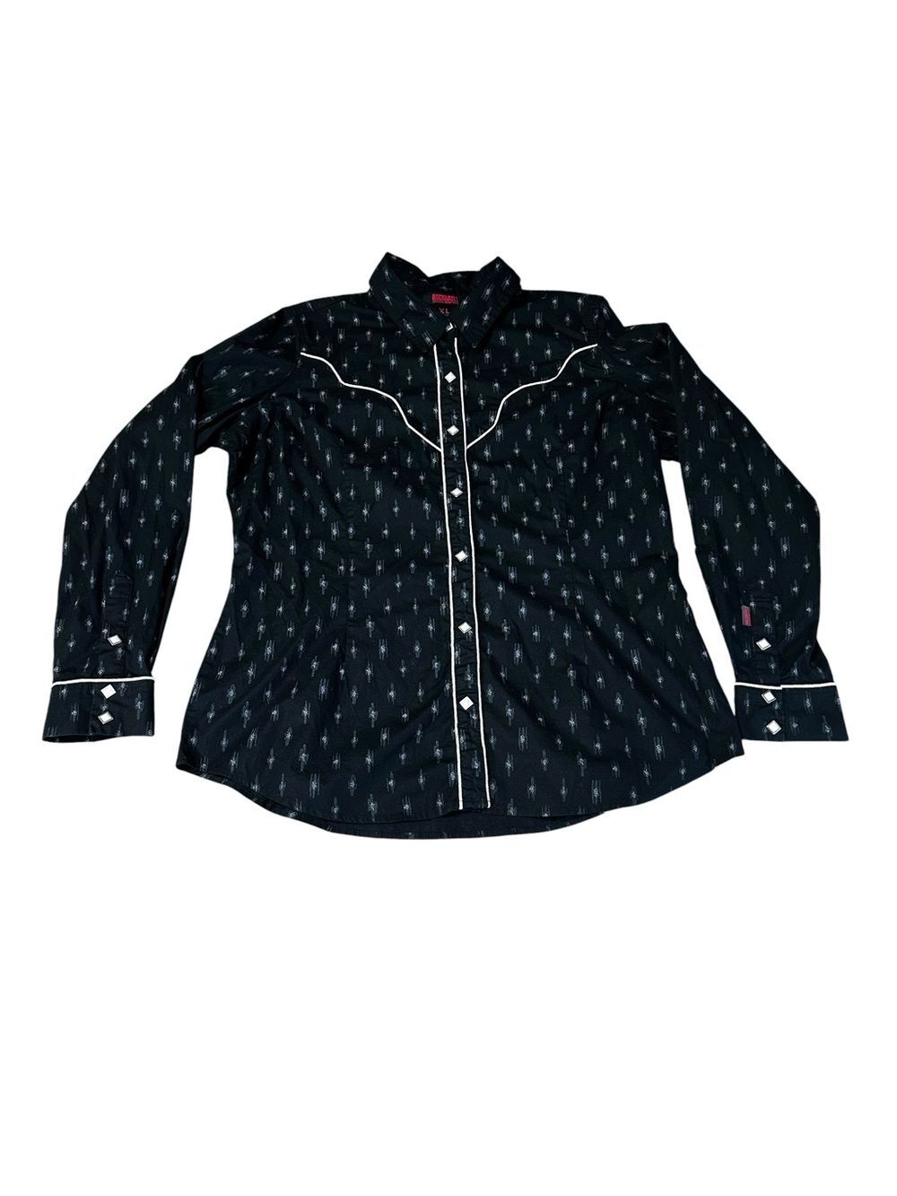 Rock & Roll Denim Women XL Western Pearl Snap Cowgirl Rodeo Ranch Shirt Top